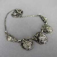Art Deco silver necklace with roses 