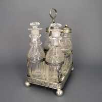 Antike Menage Silber und Kristallglas 1870
