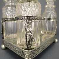 Antike Menage Silber und Kristallglas 1870