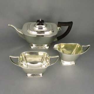 3 pieces Art Deco silver tea set England