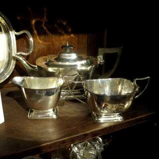 3 pieces Art Deco silver tea set England