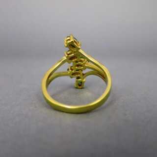 Beautiful gold ring with jade navettes