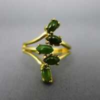 Vintage ladies ring in gold-plated silver and jade