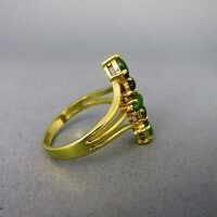 Vintage ladies ring in gold-plated silver and jade