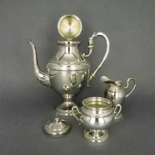 Elegant mocha silver set Italy mid century