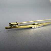 Gold Bar Brooch or Tie Pin with Diamonds