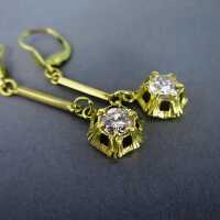 Vintage Goldschmuck mit Gutachten - Annodazumal Antikschmuck: Lange Ohrringe in Gold mit großen Diamanten kaufen