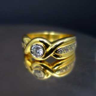 Geflochtener Ring in Gold mit mehreren Brillanten vintage Schmuck für Damen