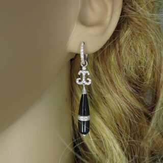 Art Deco Ohrringe mit Onyx und Diamanten