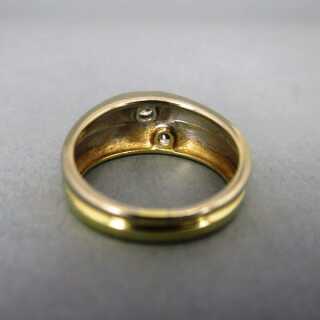 Schöner zweifarbiger vintage Damen Ring zweifarbiges Gold mit zwei  Brillanten
