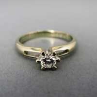 Eleganter abstrakter Damen Solitär Brillant Ring in Weißgold vintage Schmuck