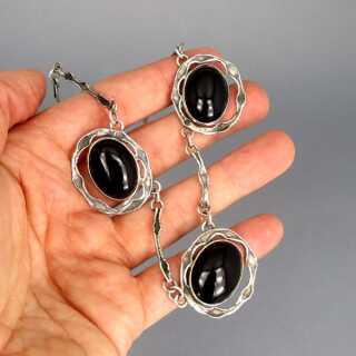 Vintage designer necklace in silver with black onyx cabochons