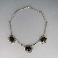 Vintage Designer Collier in Silbe mit Onyx Cabochons