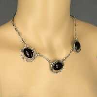 Vintage designer necklace in silver with black onyx cabochons