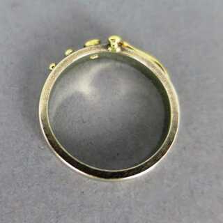 Unikat Goldschmiedearbeit zweifarbiger Damen Gold Ring mit Brillant vintage