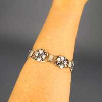 Art Deco silver link floral bracelet Carl Johan August Varde Denmark
