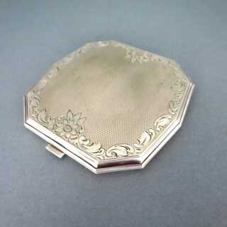 Art Deco compact tin in silver