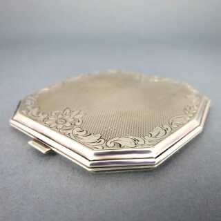 Art Deco compact tin in silver
