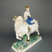Porcelain figure Europe sittin on bull Ens