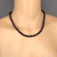 Vintage Necklace with Faceted Garnet Stone Beads and Silver Clasp