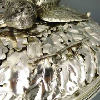 Massive Silber Terrine Wildmotiv Italien