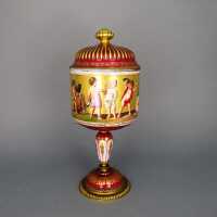 Antique porcelain footed lided goblet box old Vienna...