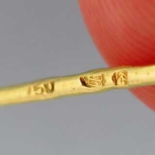 Antike Damen Brosche in Gold und Silber mit Diamanten und Perle Handarbeit
