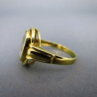 Gold Damen Ring natürlicher Aquamarin unbehandelt Handarbeit Goldschmiede vintage