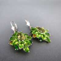 Vintage silver earrings with yellow citrine and green...