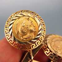 Prächtige Herren vintage Schmuck Manschettenknöpfe in Gold mit Göttin Athene