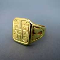 Precious signet ring 18 k gold massive handmade unique Art Deco design Annodazumal