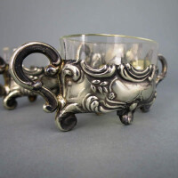Salieren Set Silber Kristallglas Italien 1934-1944 Handarbeit vintage Annodazumal