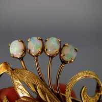 Prächtige Brosche in Gold australische Opale Unikat Handarbeit Opale Annodazumal