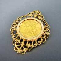 Gold Anhänger mit antiker Goldmünze Sovereign...