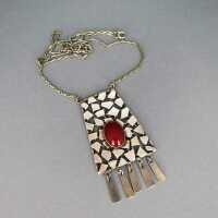 Vintage silver and carnelian long necklace boho ethnic...