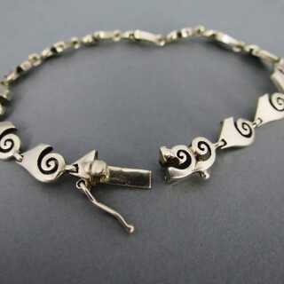 Schönes Silber Glieder Armband für Damen mit Spiralelementen Handarbeit 