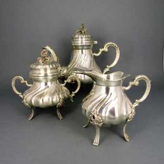 Beautiful three pieces silver mocha set in historical shape Italy late 1960ties