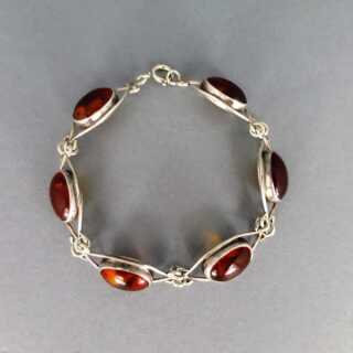Nice silver and honey amber cabochons bracelet Fischlandschmuck