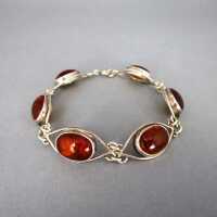 Nice silver and honey amber cabochons bracelet...