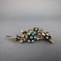 Antique victorian floral brooch with persian turquoises...