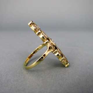 Prächtiger antiker Diamant Ring in Gold mit Smaragden Turmalinen um 1790 museal