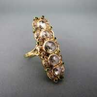 Antique georgian 1790 gold ring with rose cut diamonds,...