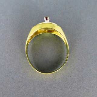 Schöner Damen vintage Ring in Gold mit Rubinen und Brillanten elegantes Design