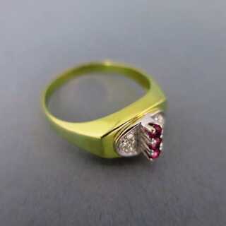 Eleganter Damen Ring in Gold mit Rubinen und Diamanten