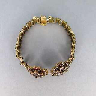 Antikes Damen Armband mit böhmischen Granatsteinen Biedermeier Blüten 