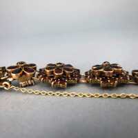 Antique bohemian garnet flower bracelet gold early victorian jewelry 