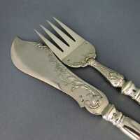 Antique Austro Hungarian fish serving cutlery Vienna about 1900 massive silver