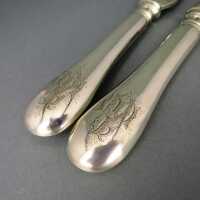 Antique Austro Hungarian fish serving cutlery Vienna about 1900 massive silver