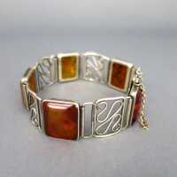 Vintage amber cabochons ans filigree silver bracelet...