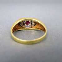 Beautiful vintage ladys gold ring with ruby and diamonds handmade unique piece